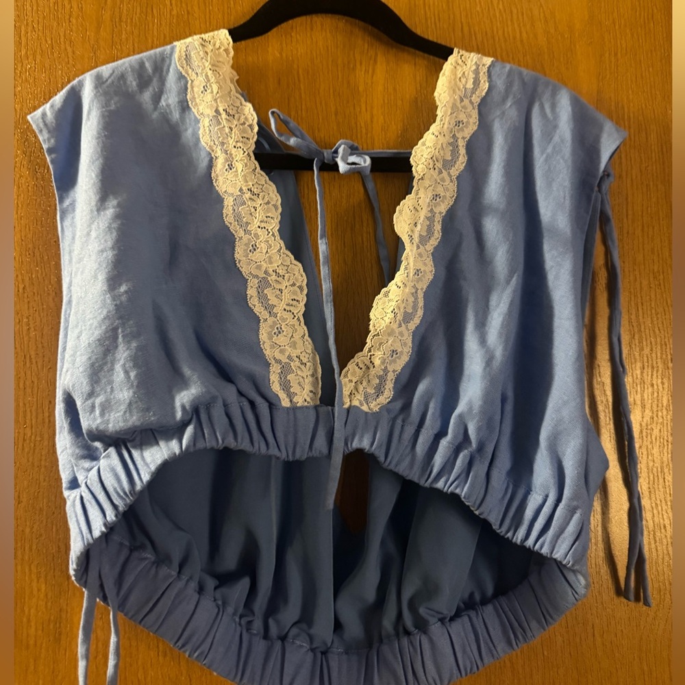 Wayf Blue and White Lace Skirt Set - Picture 6 of 7